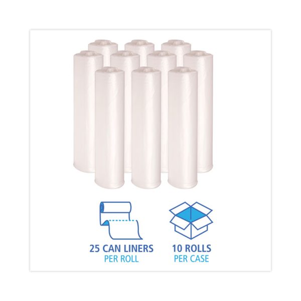High Density Industrial Can Liners Coreless Rolls, 33 gal, 16 mic, 33 x 40, Natural, 25 Bags/Roll, 10 Rolls/Carton - Image 3