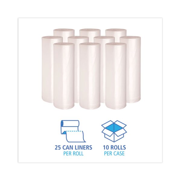 High Density Industrial Can Liners Coreless Rolls, 45 gal, 16 mic, 40 x 48, Natural, 25 Bags/Roll, 10 Rolls/Carton - Image 3