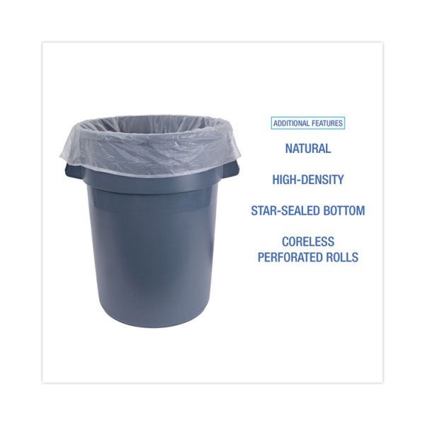 High Density Industrial Can Liners Coreless Rolls, 45 gal, 16 mic, 40 x 48, Natural, 25 Bags/Roll, 10 Rolls/Carton - Image 6