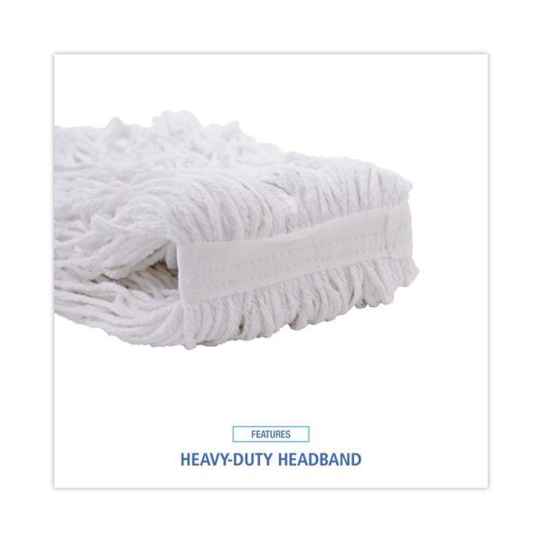 Banded Rayon Cut-End Mop Heads, #24, White, 1.25" Headband, 12/Carton - Image 6