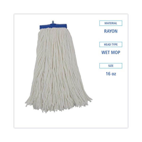 Cut-End Lie-Flat Mop Head, Rayon, 16oz, White, 12/carton - Image 2