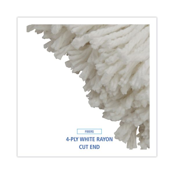 Cut-End Lie-Flat Mop Head, Rayon, 16oz, White, 12/carton - Image 4