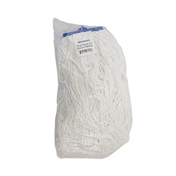 Cut-End Lie-Flat Mop Head, Rayon, 16oz, White, 12/carton - Image 7