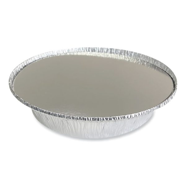 Round Aluminum To-Go Containers With Lid, 24 Oz, 7" Diameter X 1.47"h, Silver 200/carton