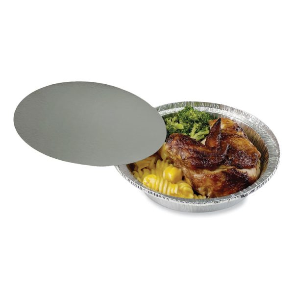 Round Aluminum To-Go Containers With Lid, 24 Oz, 7" Diameter X 1.47"h, Silver 200/carton - Image 4