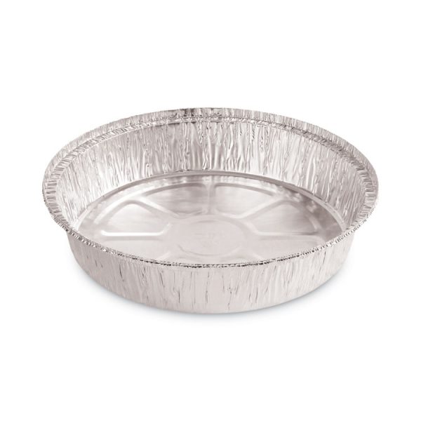 Round Aluminum To-Go Containers, 48 Oz, 9" Diameter X 1.66"h, Silver, 500/carton