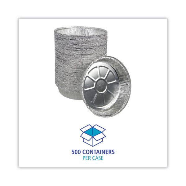Round Aluminum To-Go Containers, 48 Oz, 9" Diameter X 1.66"h, Silver, 500/carton - Image 7