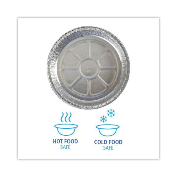 Round Aluminum To-Go Containers, 48 Oz, 9" Diameter X 1.66"h, Silver, 500/carton - Image 6