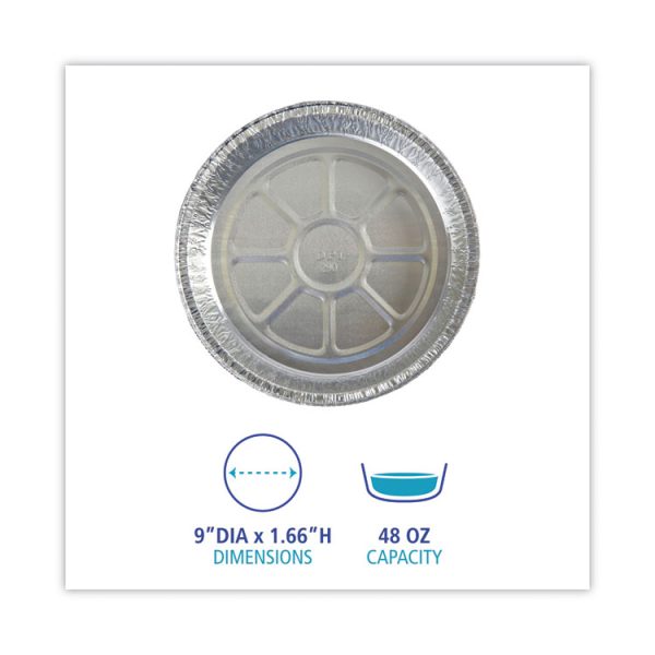 Round Aluminum To-Go Containers, 48 Oz, 9" Diameter X 1.66"h, Silver, 500/carton - Image 5