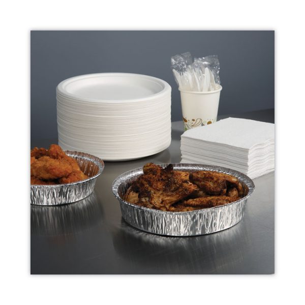 Round Aluminum To-Go Containers, 48 Oz, 9" Diameter X 1.66"h, Silver, 500/carton - Image 3