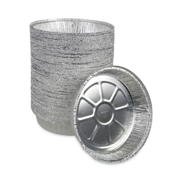 Round Aluminum To-Go Containers, 48 Oz, 9" Diameter X 1.66"h, Silver, 500/carton - Image 4