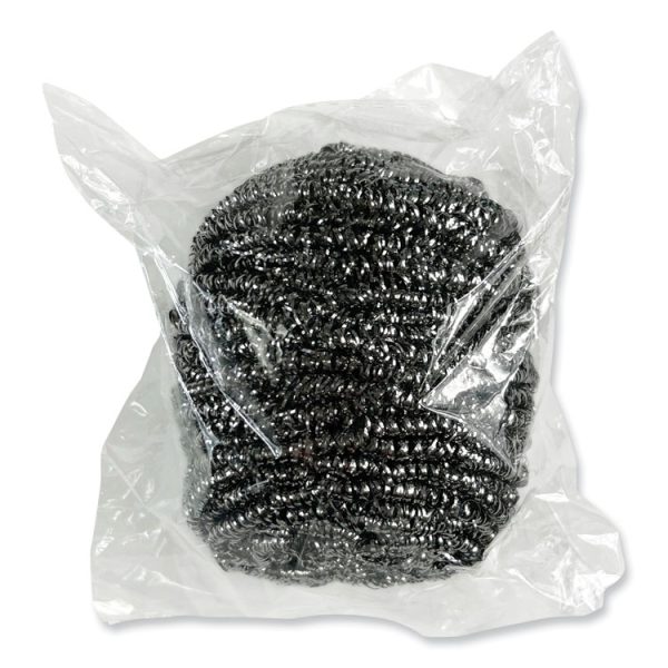 Stainless Steel Scrubber, 3.93 x 1.96, Silver, 72/Carton - Image 2