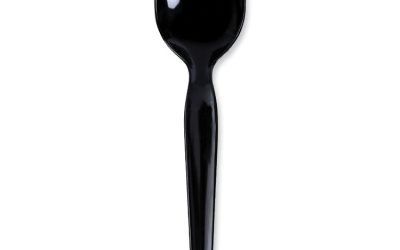 Heavyweight Polystyrene Cutlery, Soup Spoon, Black, 1000/carton