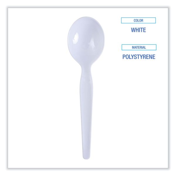 Heavyweight Polystyrene Cutlery, Soup Spoon, White, 1000/carton - Image 3