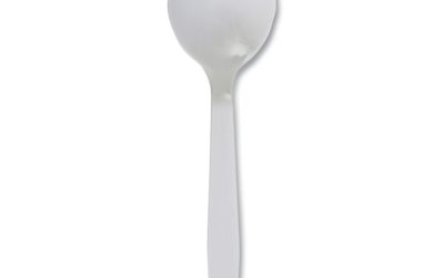 Mediumweight Polystyrene Cutlery, Soup Spoon, White, 1,000/carton