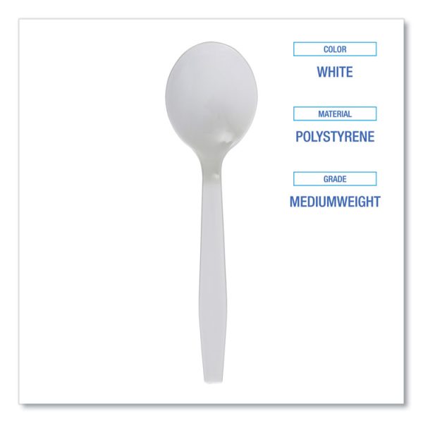 Mediumweight Polystyrene Cutlery, Soup Spoon, White, 1,000/carton - Image 5