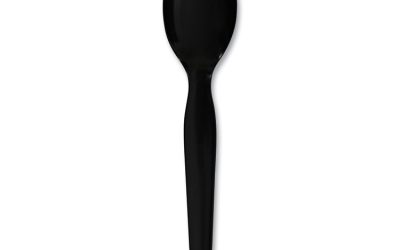 Heavyweight Polystyrene Cutlery, Teaspoon, Black, 1000/carton
