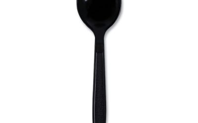 Heavyweight Wrapped Polypropylene Cutlery, Soup Spoon, Black, 1,000/carton
