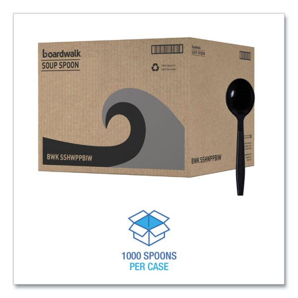 Heavyweight Wrapped Polypropylene Cutlery, Soup Spoon, Black, 1,000/carton - Image 2