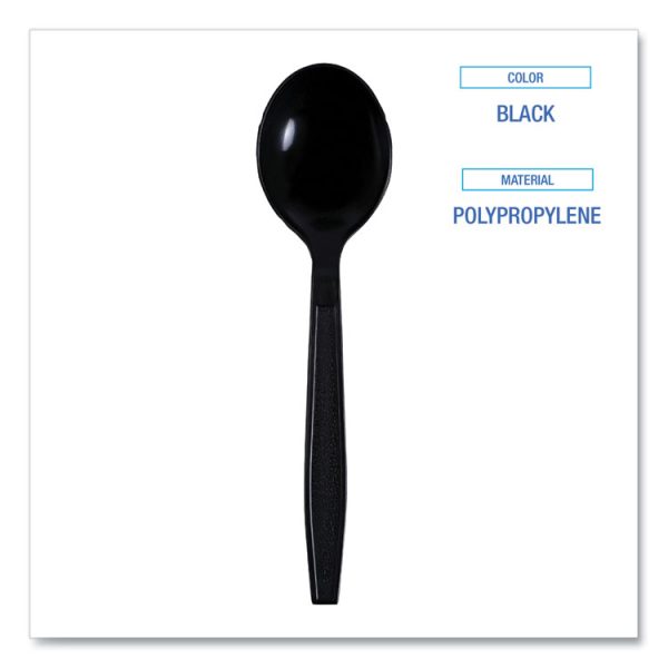 Heavyweight Wrapped Polypropylene Cutlery, Soup Spoon, Black, 1,000/carton - Image 3