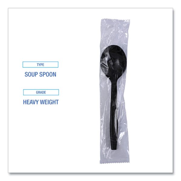 Heavyweight Wrapped Polypropylene Cutlery, Soup Spoon, Black, 1,000/carton - Image 5