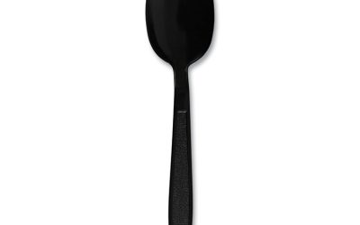 Heavyweight Polypropylene Cutlery, Teaspoon, Black, 1000/carton