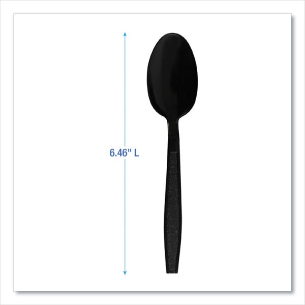 Heavyweight Polypropylene Cutlery, Teaspoon, Black, 1000/carton - Image 3