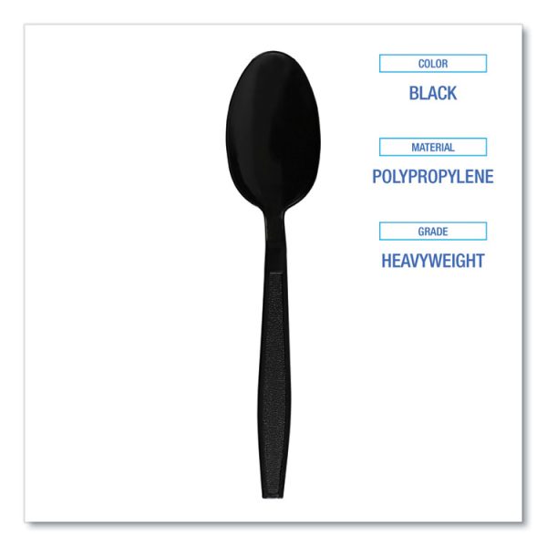 Heavyweight Polypropylene Cutlery, Teaspoon, Black, 1000/carton - Image 4