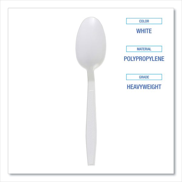 Heavyweight Polypropylene Cutlery, Teaspoon, White, 1000/carton - Image 4