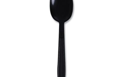 Heavyweight Wrapped Polypropylene Cutlery, Teaspoon, Black, 1,000/carton