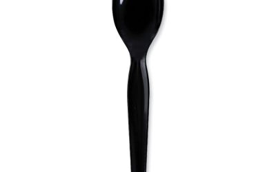 Heavyweight Wrapped Polystyrene Cutlery, Teaspoon, Black, 1,000/carton