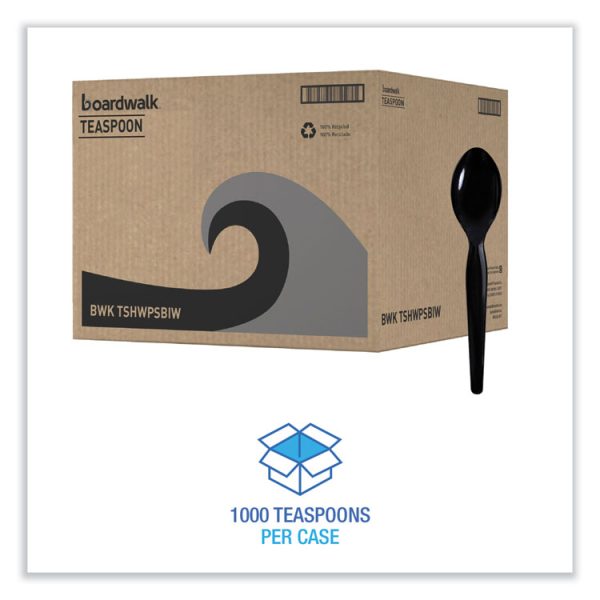 Heavyweight Wrapped Polystyrene Cutlery, Teaspoon, Black, 1,000/carton - Image 2