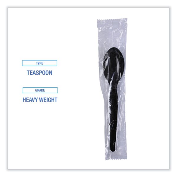 Heavyweight Wrapped Polystyrene Cutlery, Teaspoon, Black, 1,000/carton - Image 5