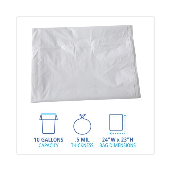 Linear Low Density Industrial Can Liners, 10 Gal, 0.5 Mil, 24 X 23, White, 500/carton - Image 2