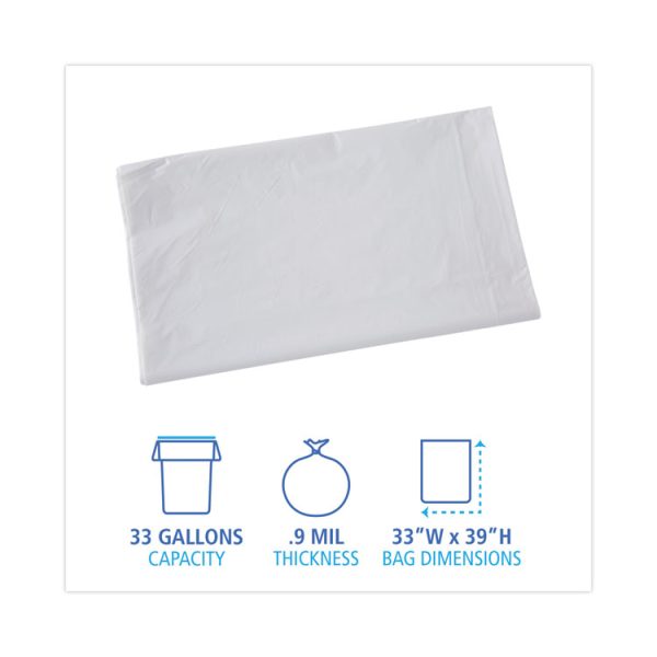 Linear Low Density Industrial Can Liners, 33 Gal, 0.9 Mil, 33 X 39, White, 100/carton - Image 2