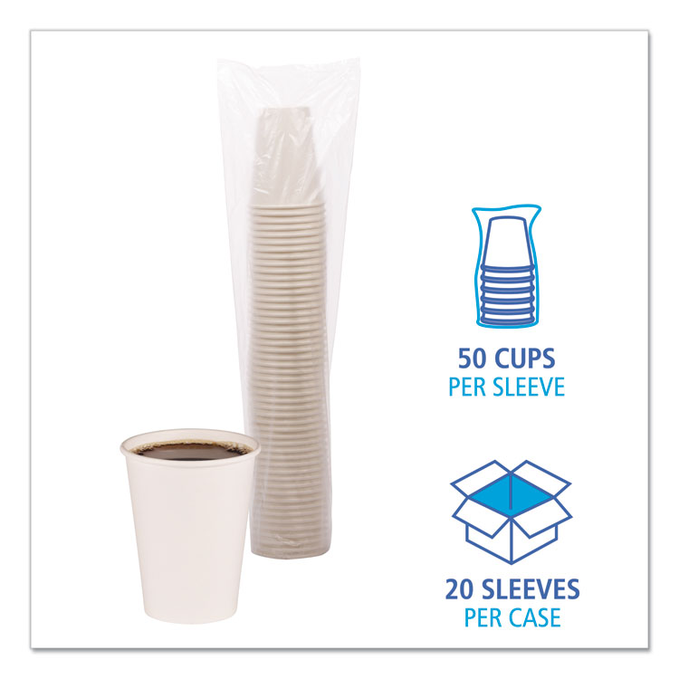 Paper Hot Cups, 12 oz, White, 50 Cups/Sleeve, 20 Sleeves/Carton - Image 4