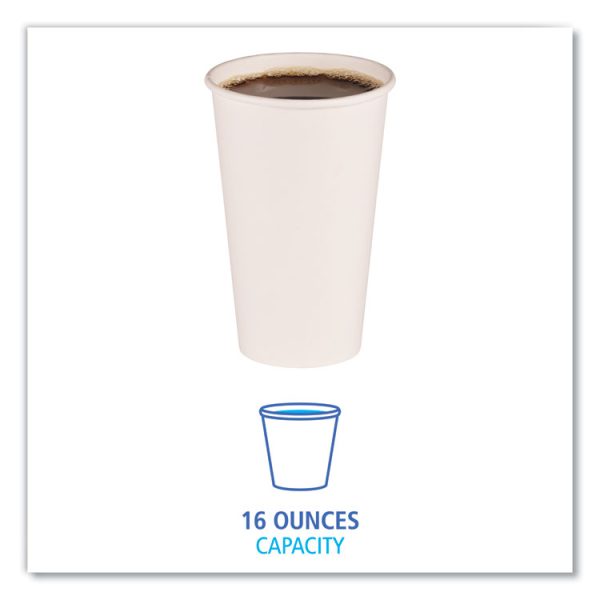 Paper Hot Cups, 16 oz, White, 50 Cups/Sleeve, 20 Sleeves/Carton - Image 2