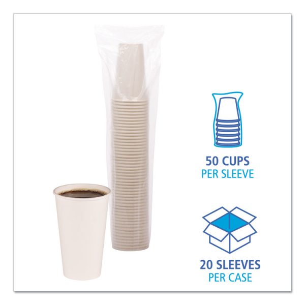 Paper Hot Cups, 16 oz, White, 50 Cups/Sleeve, 20 Sleeves/Carton - Image 4