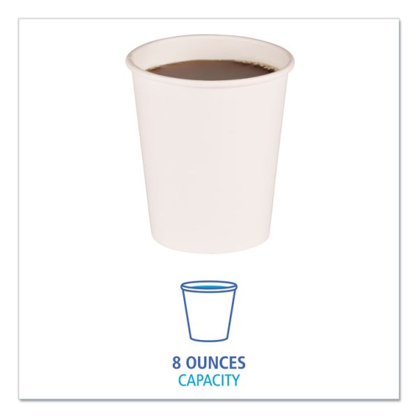 Paper Hot Cups, 8 oz, White, 50 Cups/Sleeve, 20 Sleeves/Carton - Image 2