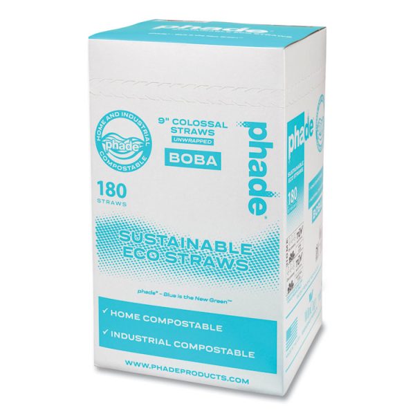 Marine Biodegradable Straws, Boba Straws, 9", Ocean Blue, 720/Carton - Image 4