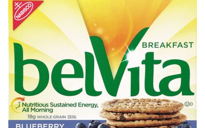 belVita Breakfast Biscuits, 1.76 oz Pack, Blueberry, 8 Packs/Box, 8 Boxes/Carton