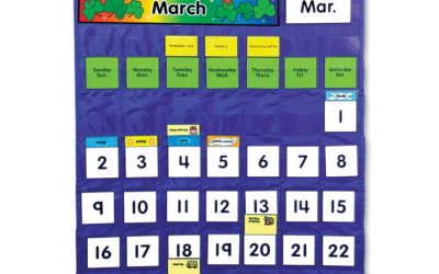 Complete Calendar and Weather Pocket Chart, 51 Pockets, 26 x 37.25, Blue