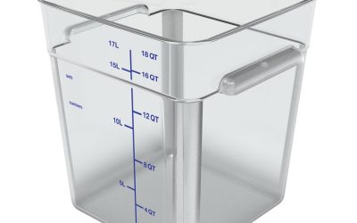 Squares Polycarbonate Food Storage Container, 18 qt, 11 13 x 11.13 x 12.58, Clear, Plastic