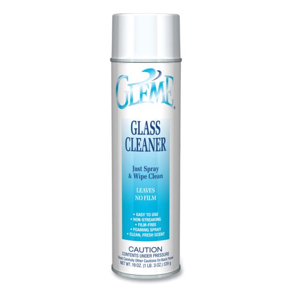 Gleme Glass Cleaner, Fresh Scent, 19 oz Aerosol Spray, Dozen - Image 4