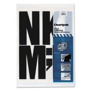 Press-On Vinyl Uppercase Letters, Self Adhesive, Black, 6"h, 38/pack