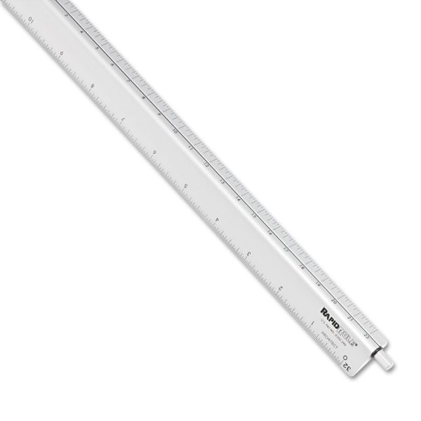 Adjustable Triangular Scale Aluminum Architects Ruler, 12" Long, Silver - Image 3