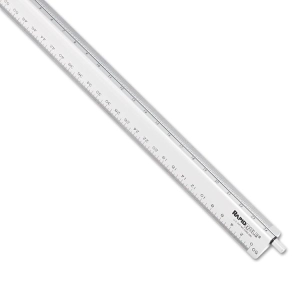 Adjustable Triangular Scale Aluminum Engineers Ruler, 12", Long, Silver - Image 2