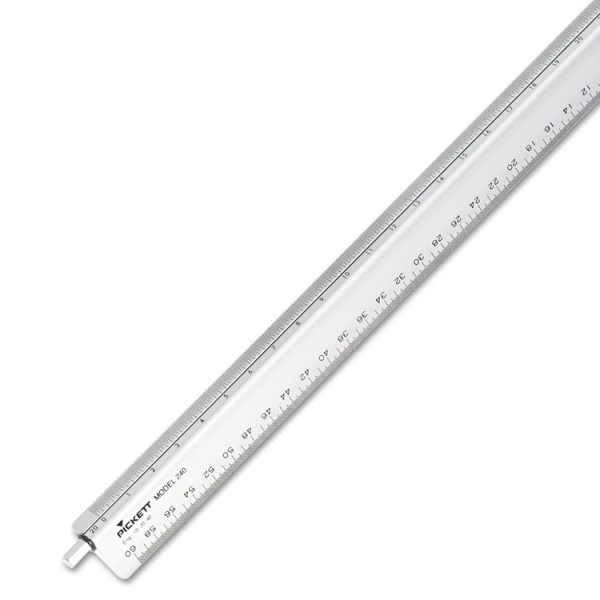 Adjustable Triangular Scale Aluminum Engineers Ruler, 12", Long, Silver - Image 3