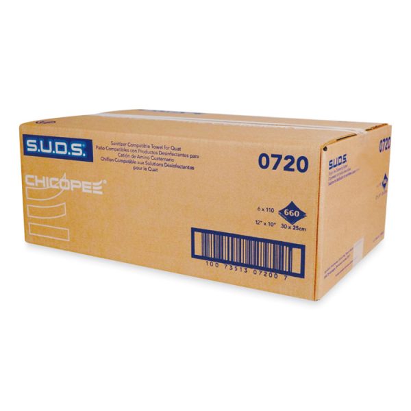 S.U.D.S. Single Use Dispensing System Towels For Quat, 1-Ply, 10 x 12, Unscented, White, 110/Roll, 6 Rolls/Carton - Image 3