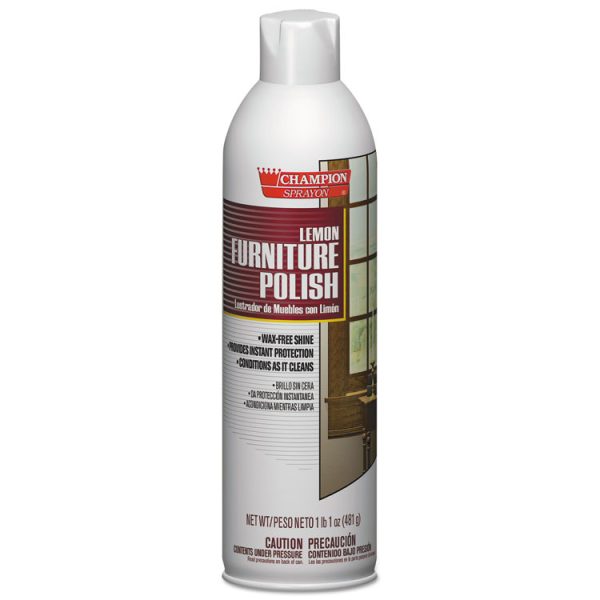 Champion Sprayon Furniture Polish, Lemon, 17 Oz Aerosol Spray, 12/carton - Image 2